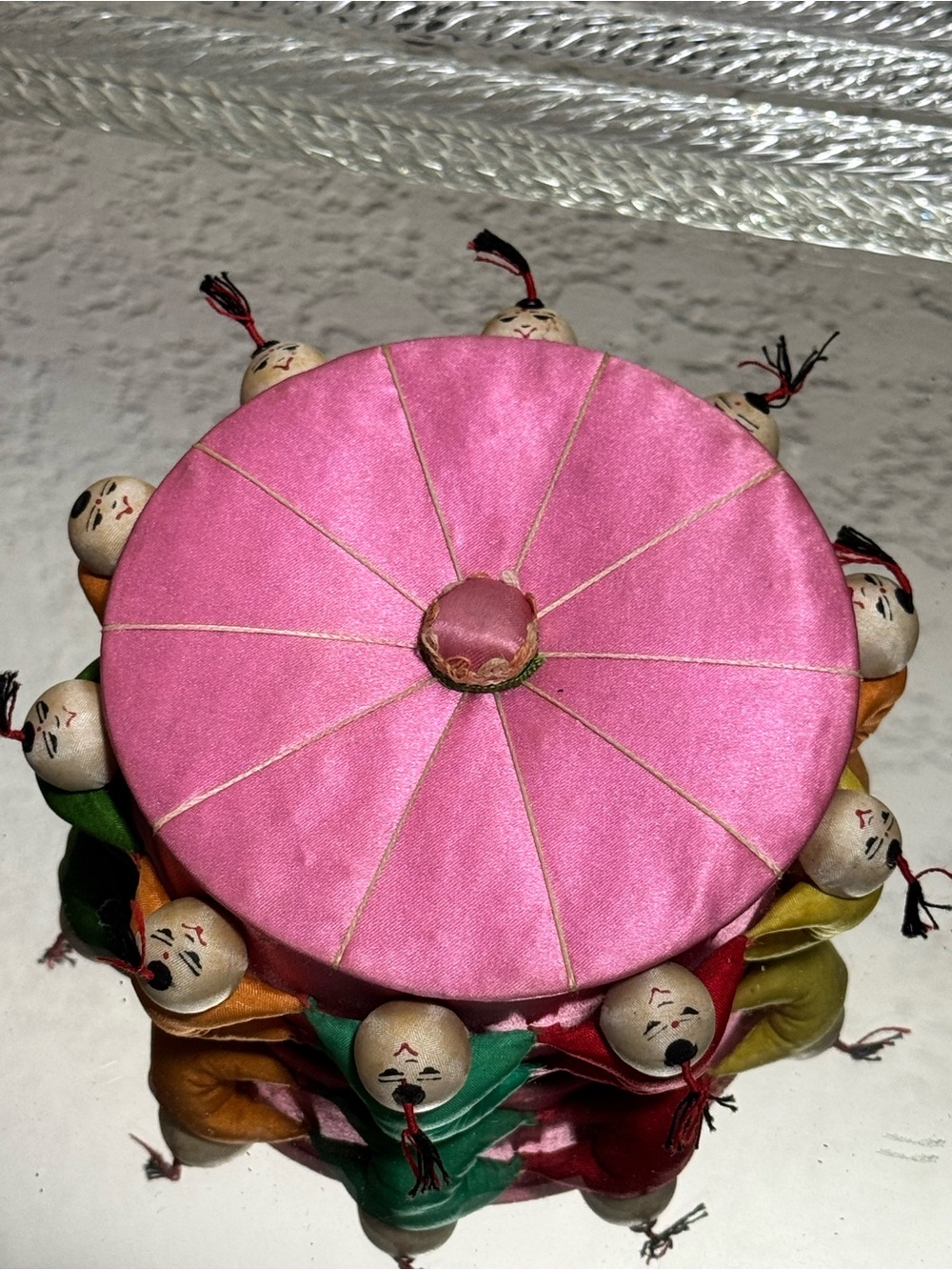 Vintage Silk Chinese Dolls Trinket Jewelry Box w/Lid - Picture 5 of 14
